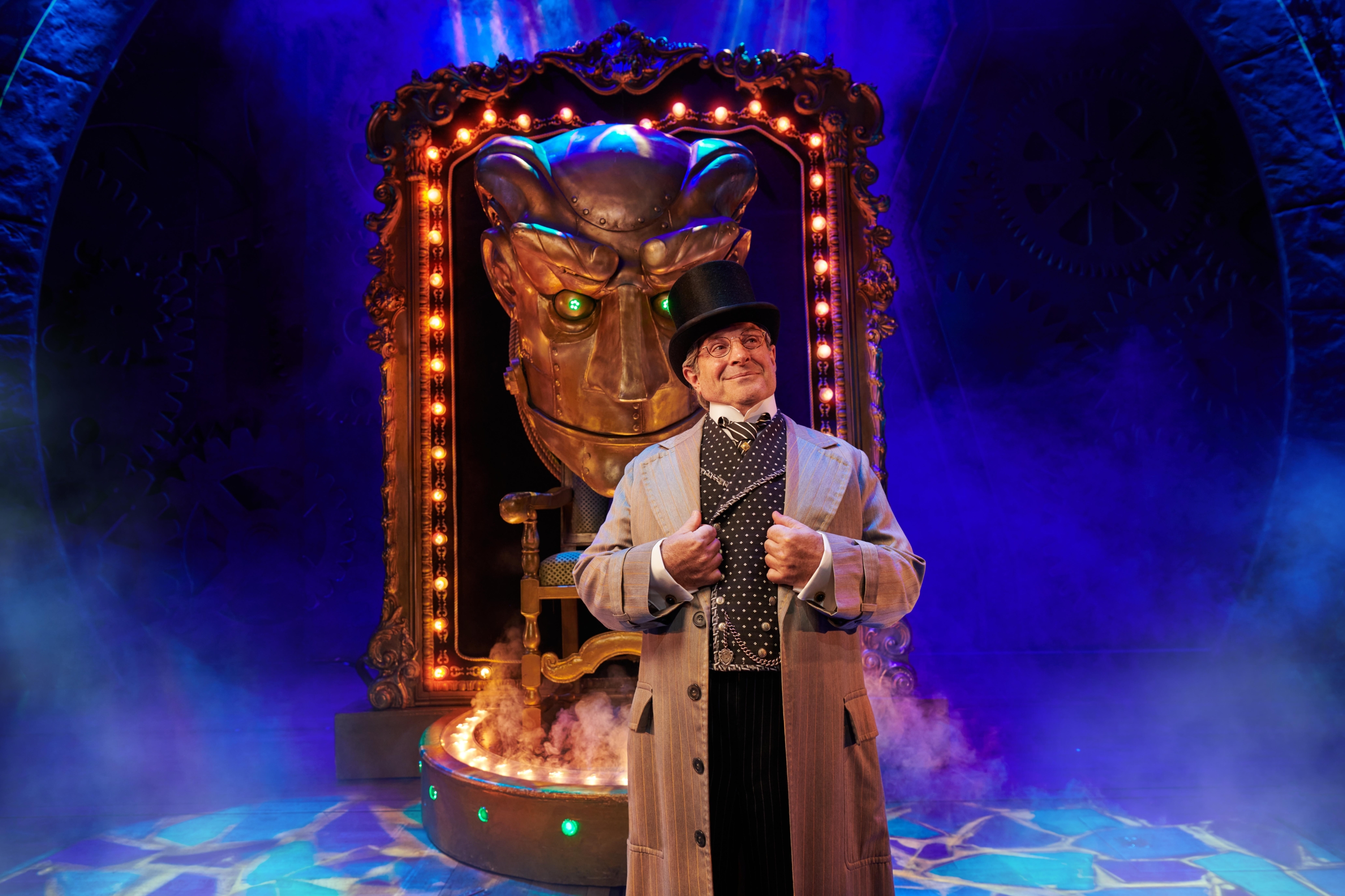 An image of Michael Matus in the role of The Wizard in Wicked the musical