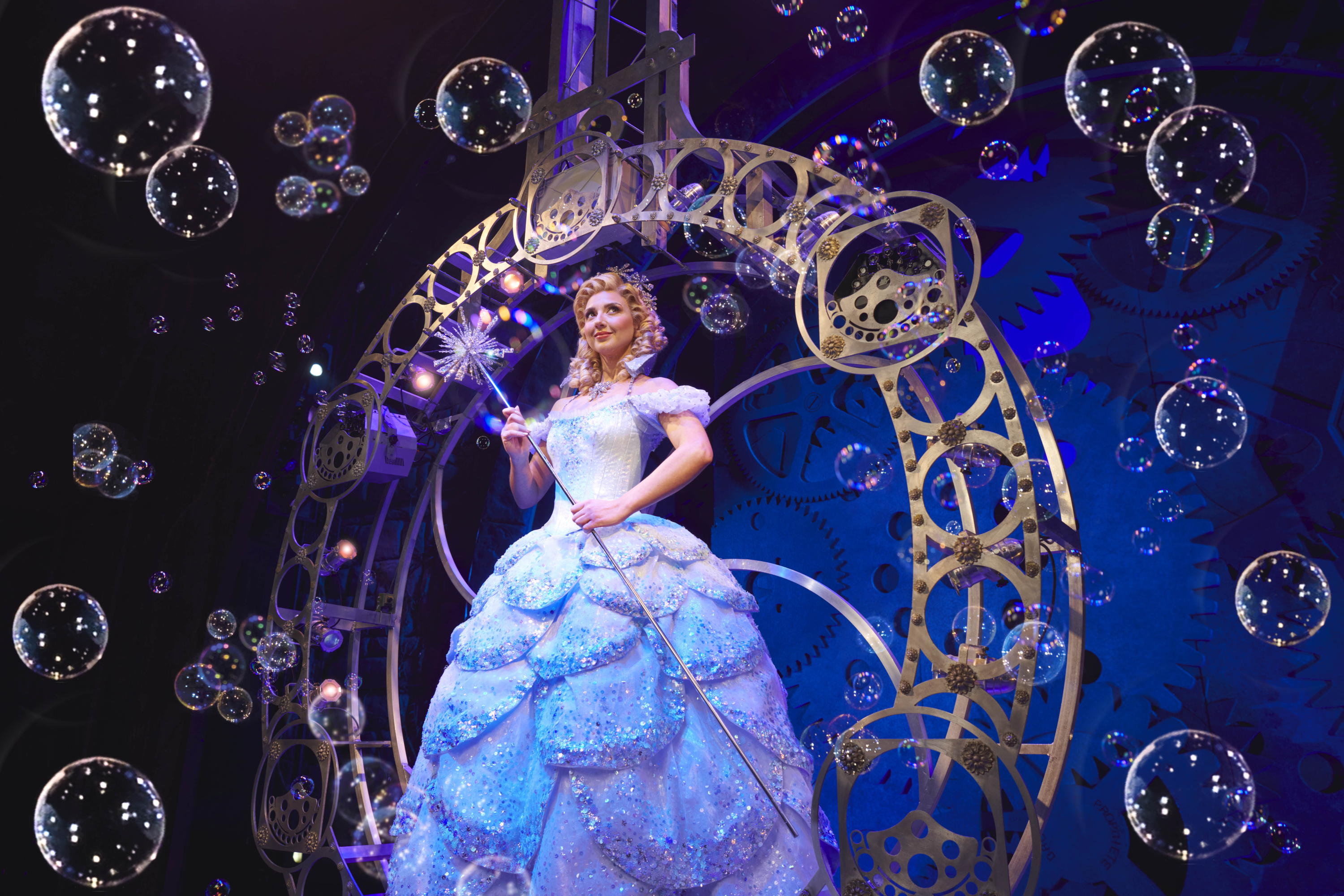 A picture of Zizi Strallen as Glinda in the musical Wicked