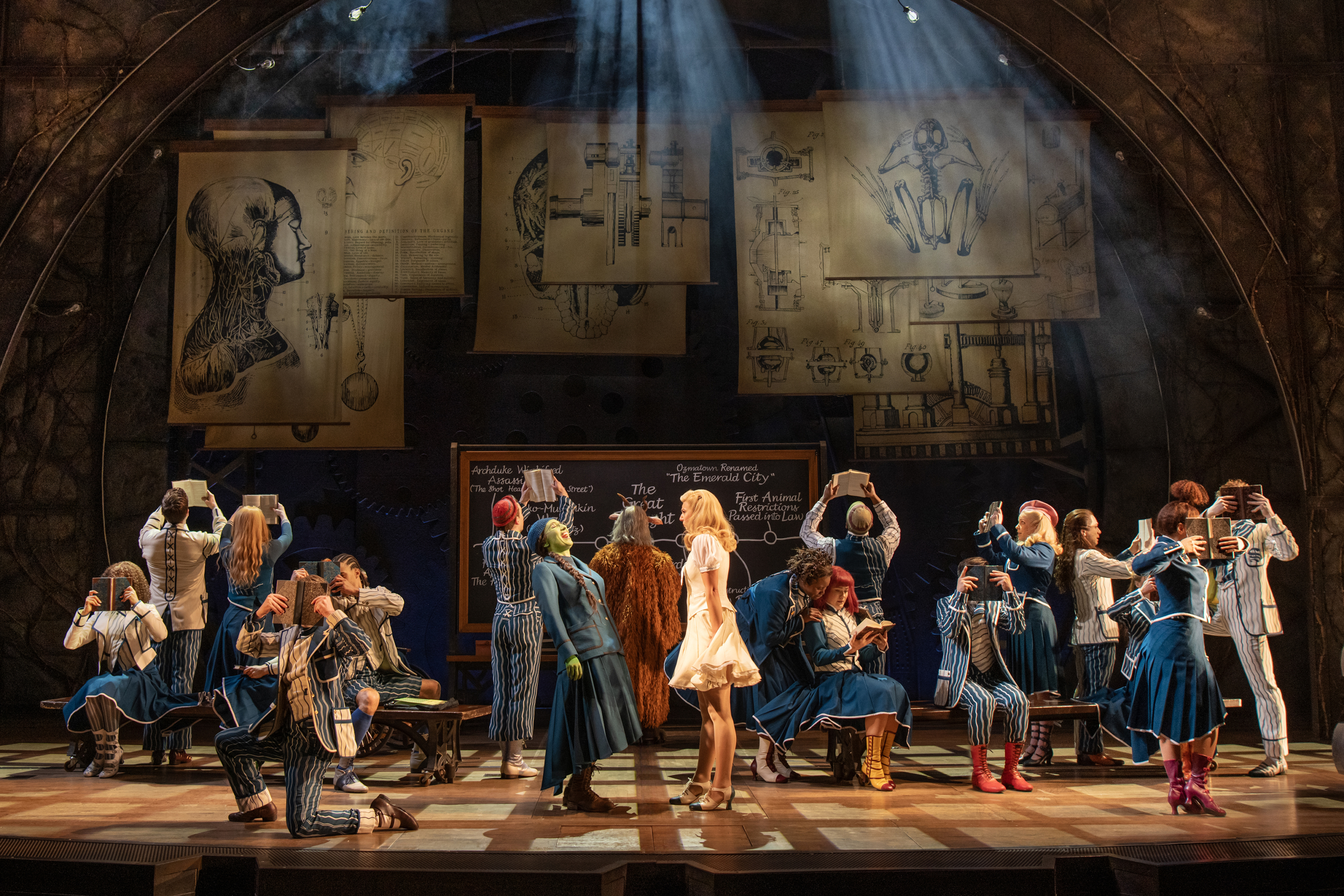 Elphaba and Glinda interacting in a classroom setting