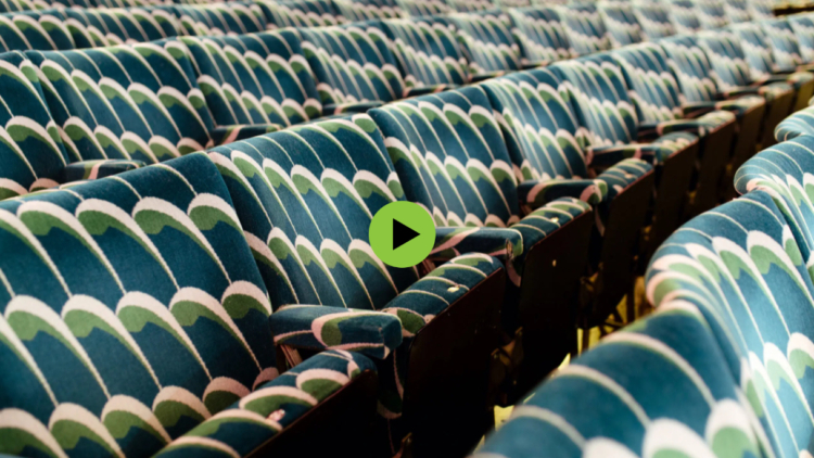 An image of the theater seats at the Apollo Victoria Theatre
